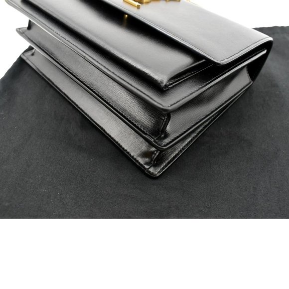 YVES SAINT LAURENT  Monogram Sunset Medium Leather Shoulder Bag Black - Picture 8 of 13